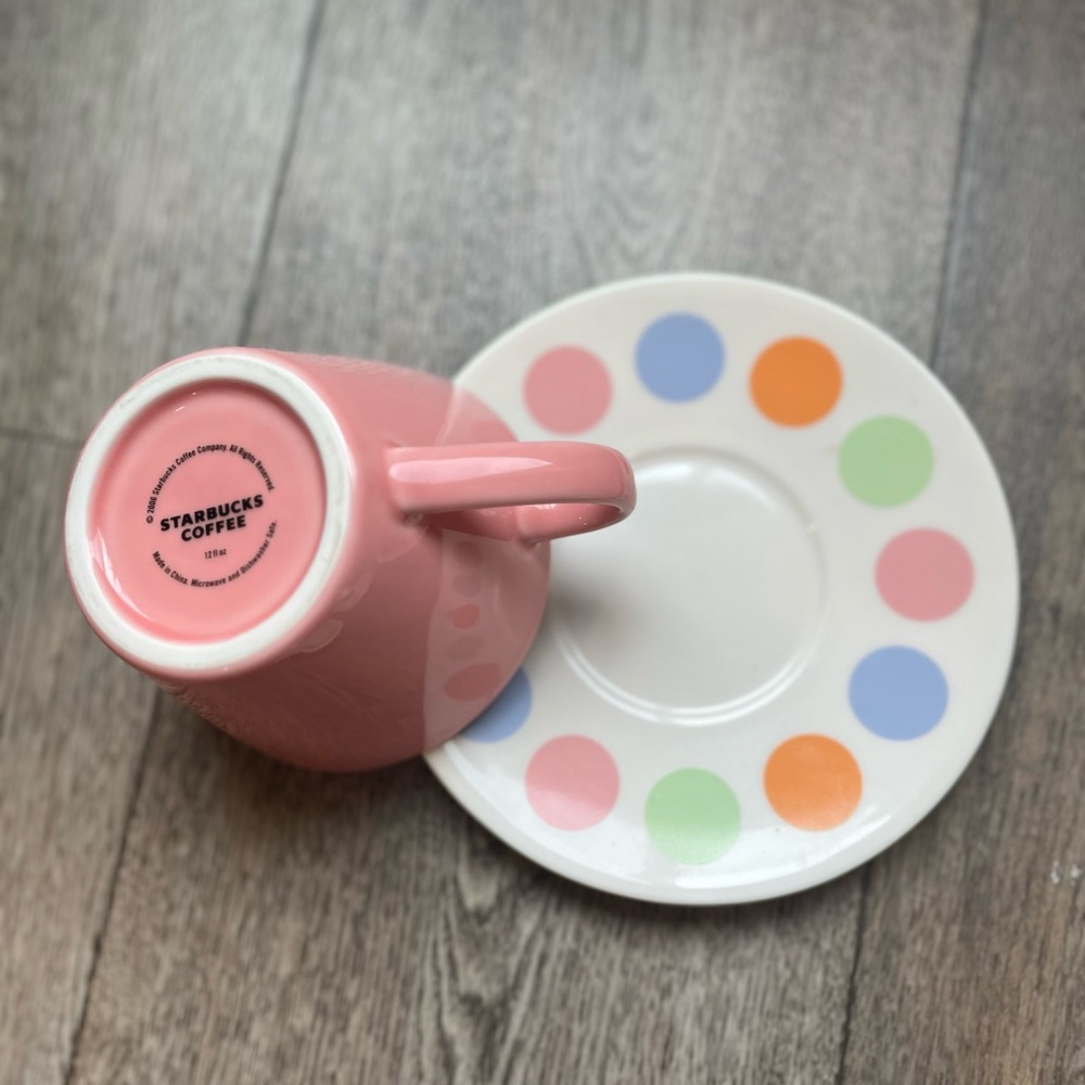 Starbucks Multicolor Polka Dot Mugs Set With Saucers - Picture 5 of 7
